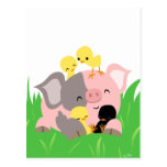 Easter pig and chicks postcard