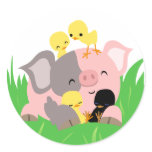 Easter piggy and chicks sticker