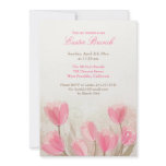 Easter Pink Tulips Flowers Flat Card Personalized Announcements