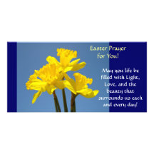 Easter Prayer Cards Daffodils Flowers Spring Custom Photo Card