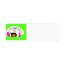 Easter Rabbit And A Basket of Eggs Return Address Label