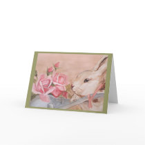 Easter Rabbit and Roses Card