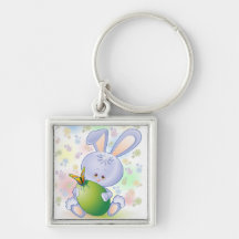 Easter Rabbit with Egg and Flowers Key Chain