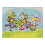 Easter Running Pastel Rabbits Post Card