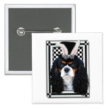 Easter - Some Bunny Loves You - Cavalier Tri-colou Button