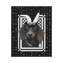 Easter - Some Bunny Loves You - Dachshund Stretched Canvas Print