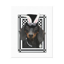 Easter - Some Bunny Loves You - Dachshund Stretched Canvas Print