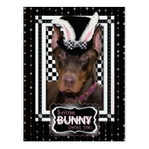 Easter - Some Bunny Loves You - Doberman Post Cards