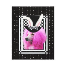 Easter - Some Bunny Loves You - Poodle - Pink Stretched Canvas Print