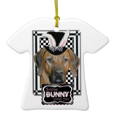Easter - Some Bunny Loves You Rhodesian Ridgeback Christmas Tree Ornaments by FrankzPawPrintz