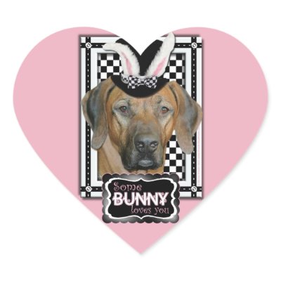 Easter - Some Bunny Loves You Rhodesian Ridgeback Heart Sticker by FrankzPawPrintz