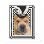 Easter - Some Bunny Loves You - Shar Pei Square Sticker