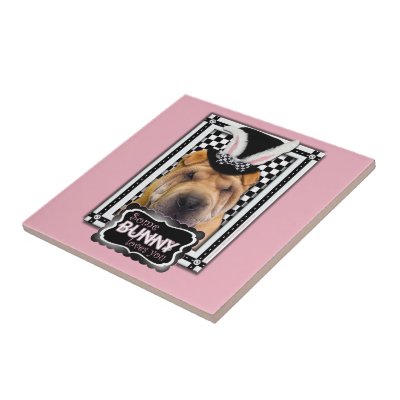 Easter - Some Bunny Loves You - Shar Pei Ceramic Tile by FrankzPawPrintz