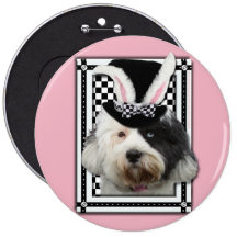 Easter - Some Bunny Loves You - Tibetan Terrier Pinback Button