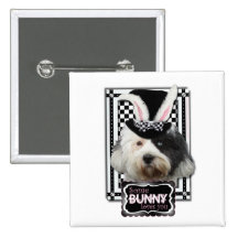 Easter - Some Bunny Loves You - Tibetan Terrier Pinback Buttons