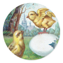 Easter Vintage Postcard Round Stickers