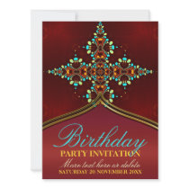 Eastern Aqua Spice Birthday Party Invitations