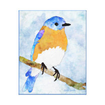 Eastern Bluebird – male -  watercolor style canvas Canvas Prints