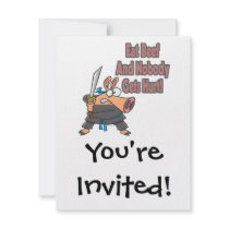 eat beef funny karate ninja pig cartoon personalized invitation