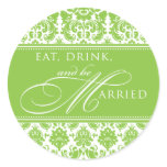 Eat Drink and be Married Damask Sticker