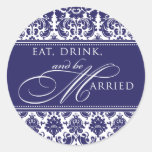 Eat Drink and be Married Damask Sticker