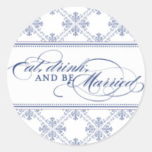 Eat Drink and be Married Damask Sticker