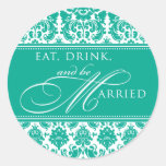 Eat Drink and be Married Damask Sticker