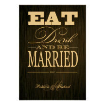 Eat Drink and be Married - Elegant Metallic Gold Custom Announcement