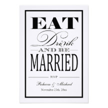 Eat Drink and be Married - Linen Paper RSVP Personalized Invites