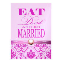 Eat Drink and be Married - Pretty in pink Personalized Invites
