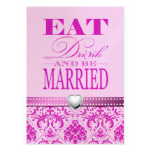 Eat Drink and be Married - Purple / Pink Damask Business Card Templates