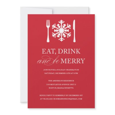 EAT DRINK AND BE MERRY | HOLIDAY PARTY INVITATIONS by FINEandDANDY