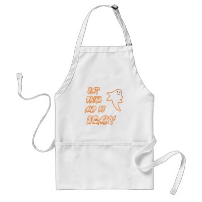 Eat Drink and Be Scary Cute Ghost Design Aprons by HalloweenFun