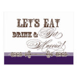 Eat, Drink and Get Married Save the Date Postcards