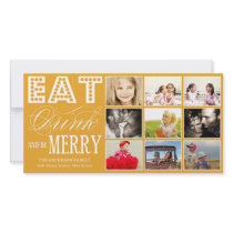 EAT, DRINK & BE MERRY | HOLIDAY COLLAGE CARD PERSONALIZED PHOTO CARD
