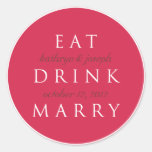 EAT DRINK MARRY cherry red wedding favour label Sticker