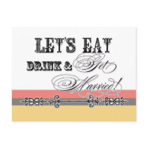 Eat, Drink n Get Married, Bridal Shower Invitation Post Card