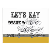 Eat, Drink n Get Married, Bridal Shower Invitation Post Cards