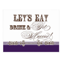 Eat, Drink n Get Married, Bridal Shower Invitation Post Card