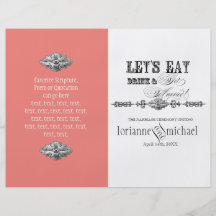 Eat, Drink n Get Married, Formal Wedding Program Flyers