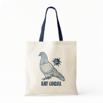 Eat Local, pigeon tote bag