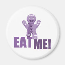 EAT ME! Gingerbread Man - Purple Refrigerator Magnet