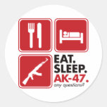 Eat Sleep AK-47 - Red Round Sticker