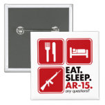 Eat Sleep AR-15 - Red Pinback Button