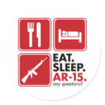 Eat Sleep AR-15 - Red Round Stickers
