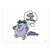 Eat Sleep Be Naughty Postcard