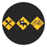 Eat Sleep Bicycle Road Signs Round Stickers