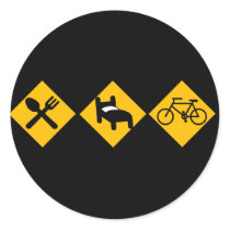 Eat Sleep Bicycle Road Signs Round Stickers