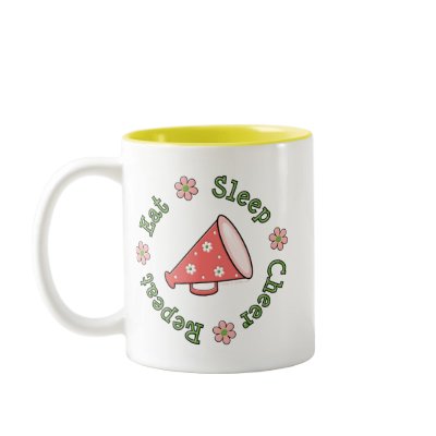 Eat Sleep Cheer Repeat Megaphone Cup Mugs by CheerTeesGifts