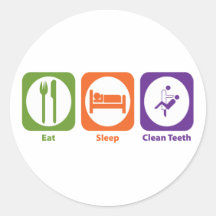 Eat Sleep Clean Teeth Round Sticker